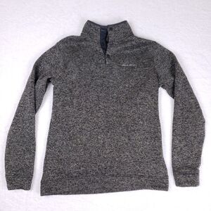 Eddie Bauer Snap Fleece Pullover Mens TL Green-Gray Mock Neck Gorpcore Outdoor‎